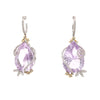 lavender amethyst and butterfly diamond drop earrings set in an 18kt white gold.