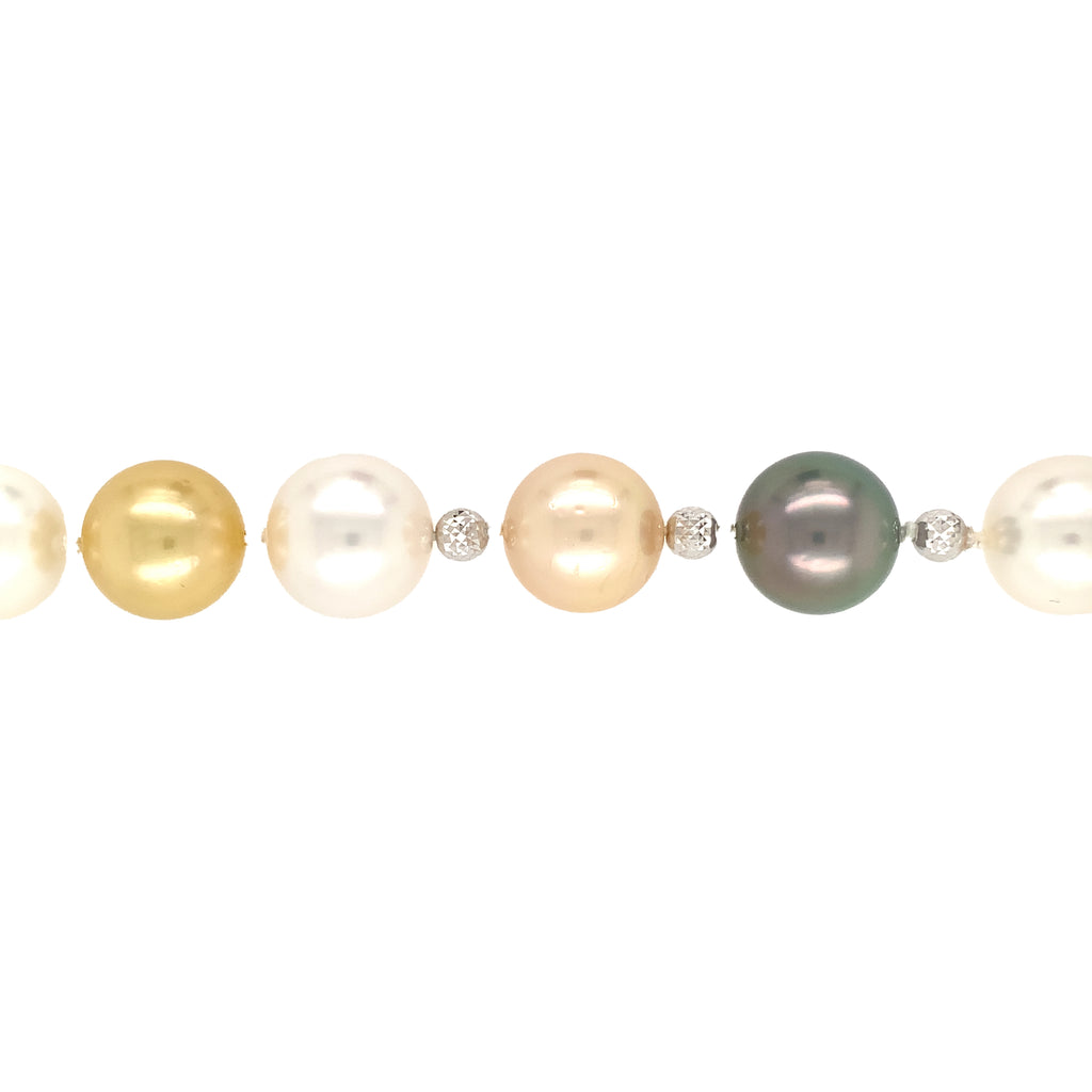 multi color natural south sea pearl lariat necklace 22 inches long.