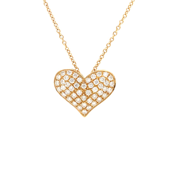 diamond pavée heart necklace 48 round brilliant diamonds equals to .50 ctw 18k white, rose & yellow gold