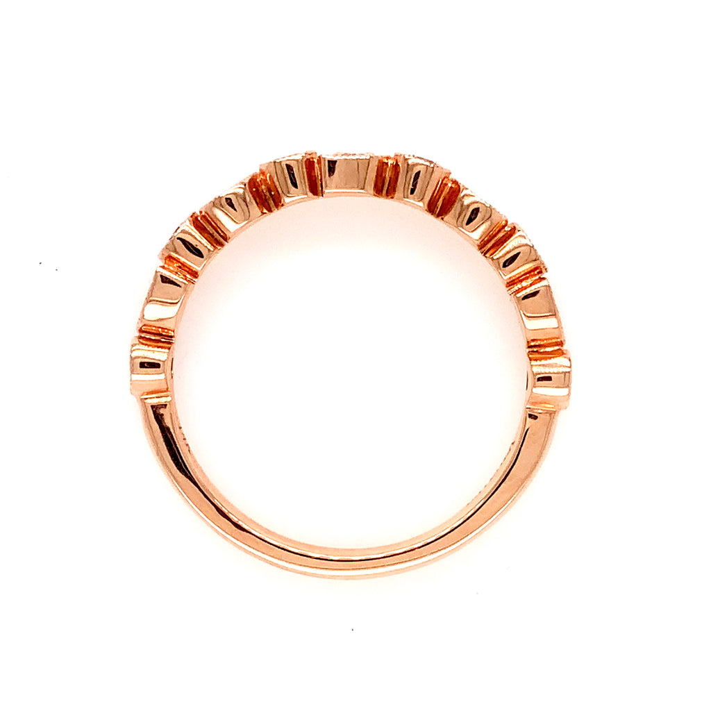 pear and round alternating shaped stackable diamond ring 14k rose gold