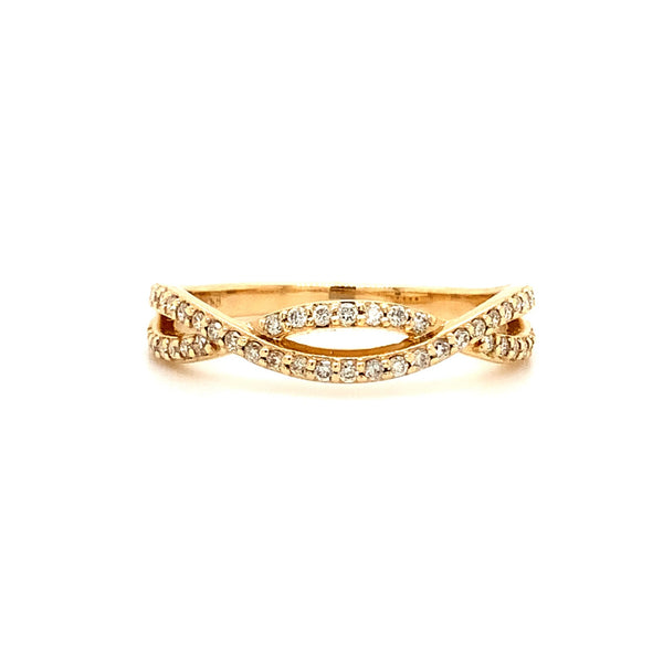 stackable triple two row intertwined diamond wedding band 14 karat yellow gold 0.30 cts t.w.