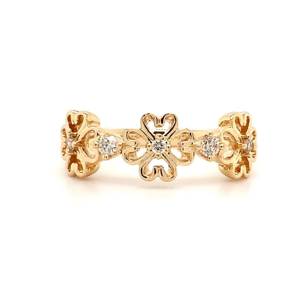 heart motif stackable diamond band in 14 karat yellow gold  0.15 cts tw