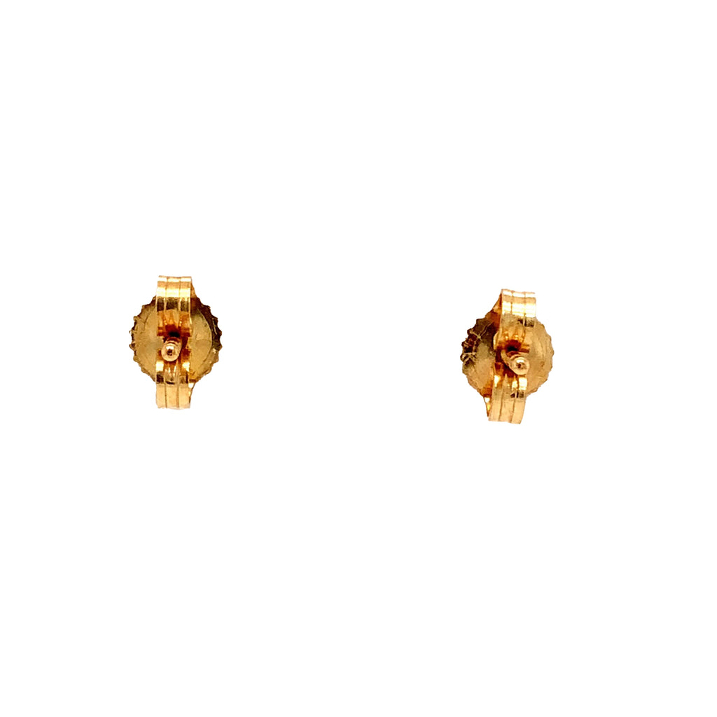 peach freshwater pearl stud earrings in 14k yellow gold