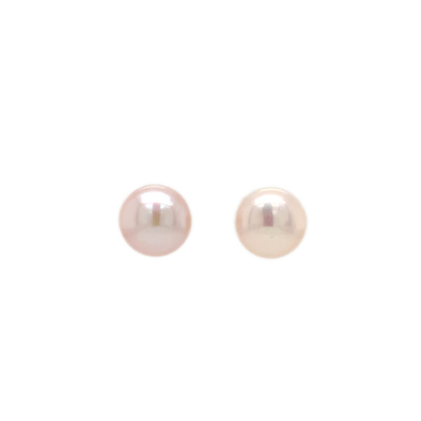 pinkish freshwater pearl stud earrings in 14k of yellow gold