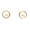 bezel wrapped freshwater mabe pearl earrings in 14k yellow gold