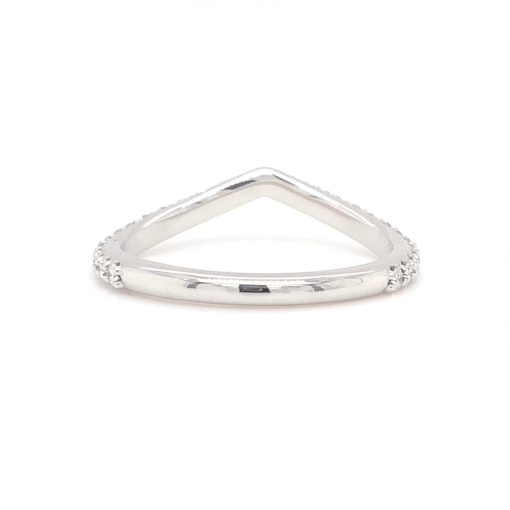 stackable diamond band "v" shaped in 14 kt white gold 0.33 cts t.w.