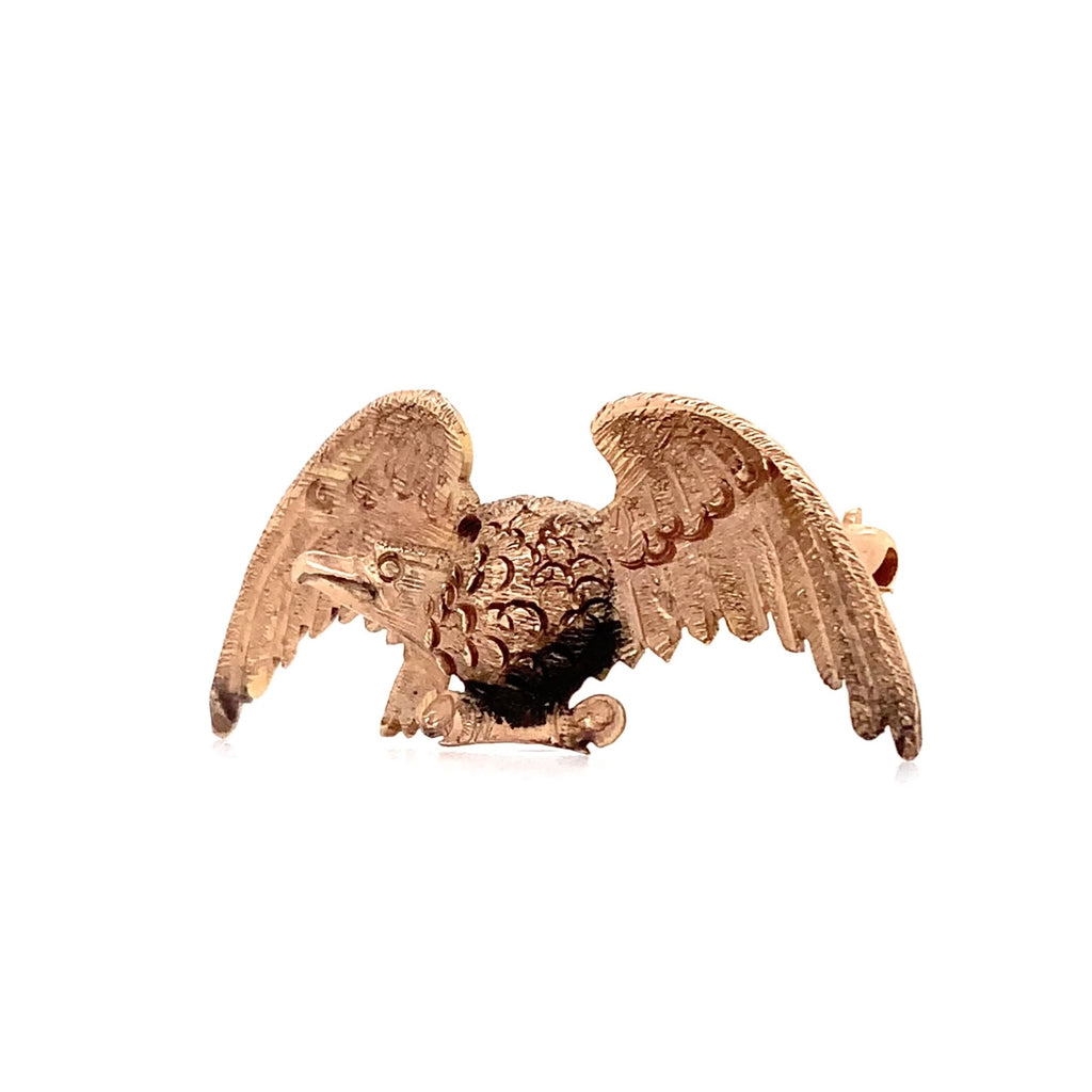 antique bald eagle  lapel - pin- brooch in 14 karat rose gold