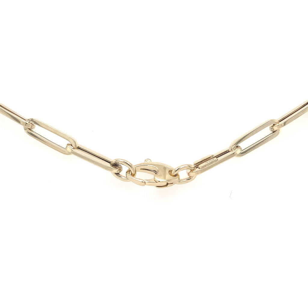 paper clip neck chain in 14 kt yellow gold by royal chain necklace is 18 " long 14 mm x 4.2 mm