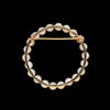 vintage cultured pearl circle pin - brooch in 14 kt yellow gold