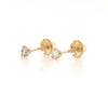 baby diamond studs with threaded post and back 14k yellow gold