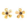 diamond flower pierced earrings set in sterling silver with yellow gold vermeil.
