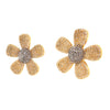 diamond flower pierced earrings set in sterling silver with yellow gold vermeil.