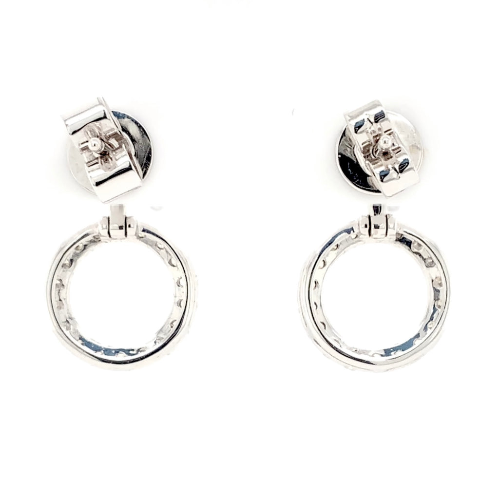 versatile diamond earring post mounting with diamond drops or earring jacket design in 18 kt white gold.