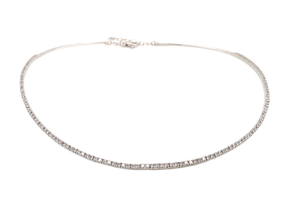 a link collection flexible diamond choker necklace 18 kt white gold. 16 "  2.52 cts t.w.