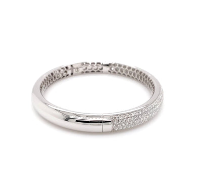 Memoire Diamond Pirouette 5 Row Pave Bangle Bracelet 18K White Gold ...