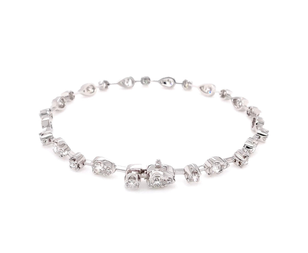 memoire vintage-inspired petal  diamond tennis bracelet 2.83 ctw 18k white gold