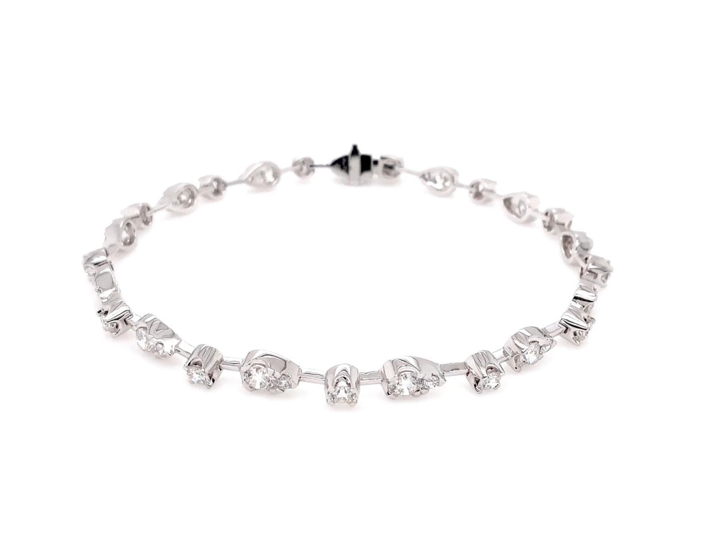 memoire vintage-inspired petal  diamond tennis bracelet 2.83 ctw 18k white gold
