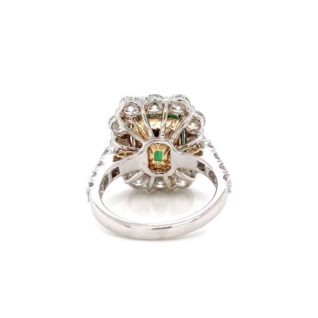 important columbian emerald and diamond statement ring in 18kt white gold