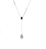 diamond pavée lariat teardrop double sided necklace  w/adjustable diamond chain 1 ctw 14k white gold