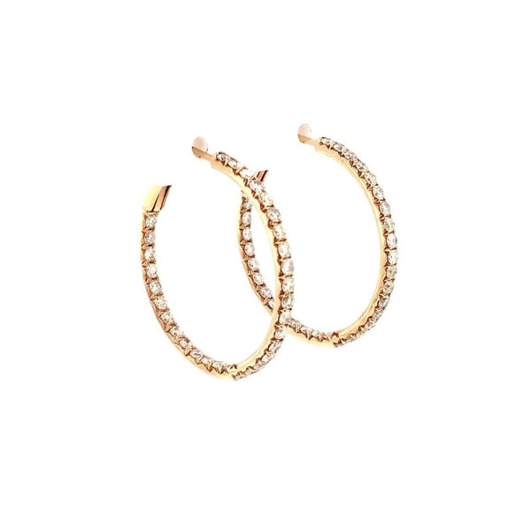 diamond hoop earrings french clip and post 18k rose gold diamond 1.76 ctw