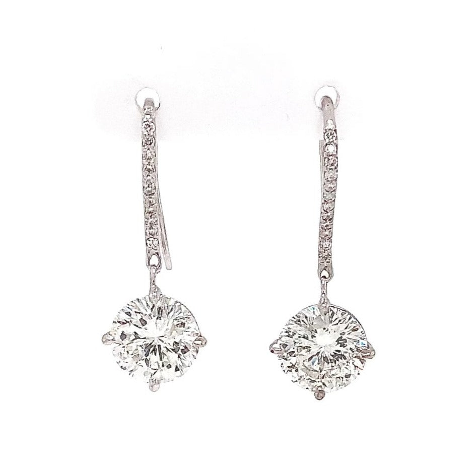 brilliant cut star 129 diamond drop earrings 5.34 cts tw 18 kt white gold