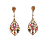 multi colored tourmaline and diamond drop earrings in oxidized sterling silver 18kt yellow gold vermeil.