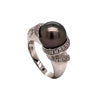 mastoloni cultured tahitian natural black pearl and diamond ring 18k white gold