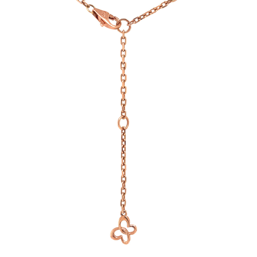 double elongated oval pavée diamond and chain necklace 0.14ctw 14k rose gold