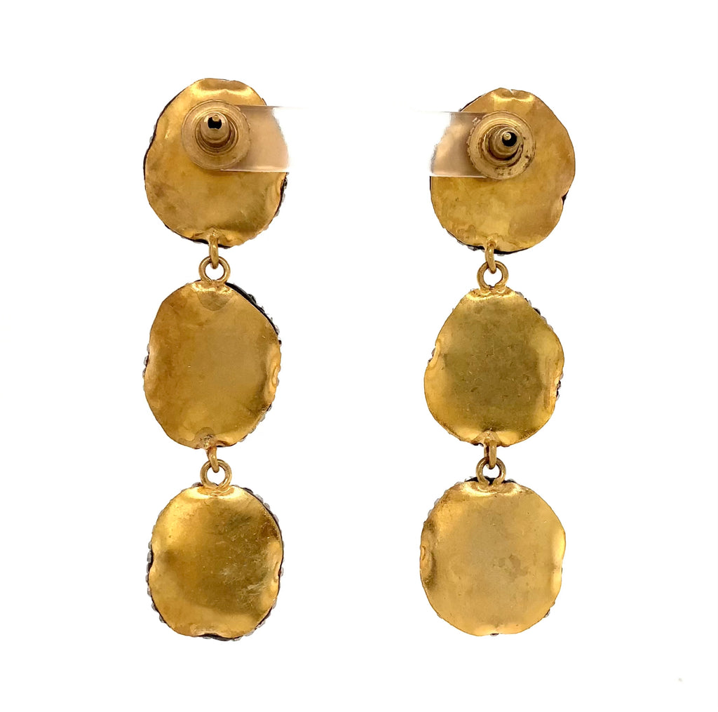 cultured pearl and  crystal drop earrings in sterling silver vermeil