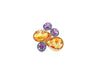estenza cabochon amethyst sapphire white and yellow diamond yellow citrine ring  in14 kt yellow gold
