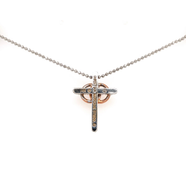 diamond christian marriage symbol® cross pendant in 14k rose and white gold 0.28 cts t.w.