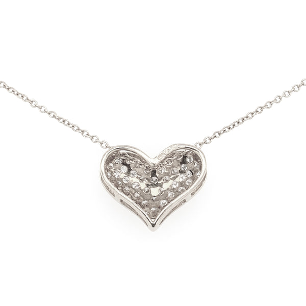 diamond pavée heart necklace 48 round brilliant diamonds equals to .50 ctw 18k white, rose & yellow gold