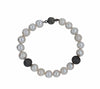 freshwater pearl bracelet and 2 black diamond beads in oxidized sterling silver with magnetic clasp