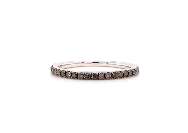 chocolate diamond stackable band in 14 kt white gold.