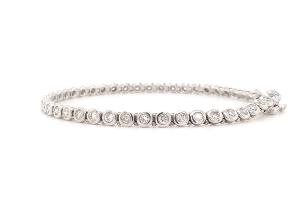 platinum bezel set round 2 carat t.w. brilliant cut diamond tennis bracelet