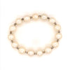 white fresh water pearl bracelet with 14kt white gold multifaceted 3mm beads on stretchable cord