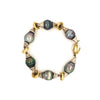 tahitian south sea pearl sterling silver and 18k yellow gold bracelet.