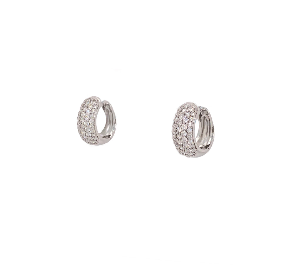 Memoire White Gold 5 Row 88 Round Brilliant Diamond .80 ctw Pave Huggies Earring | Blacy's Fine Jewelers