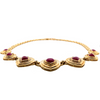 seven hearts shaped ruby and diamond necklace 18k yellow gold panther link chain.