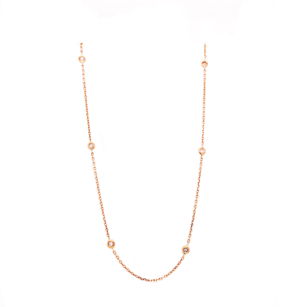 diamonds by the yard necklace with 9 stations round brilliant diamonds 0.20ctw 18k rose gold
