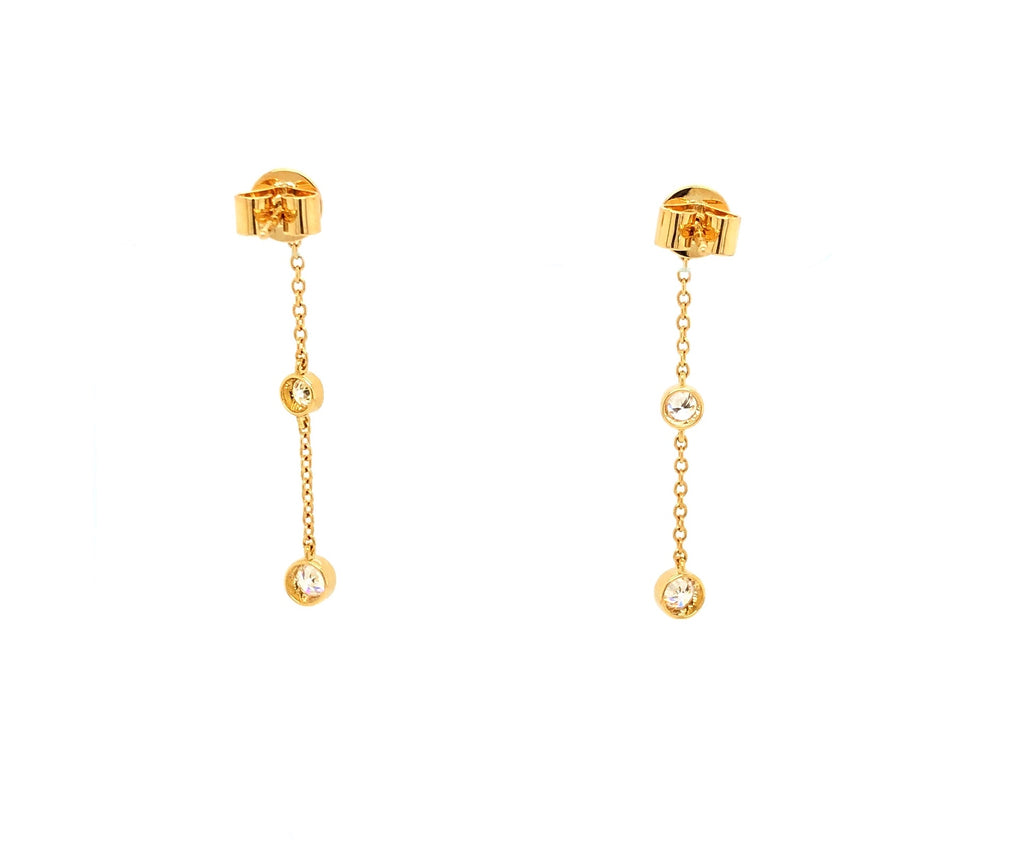 Memoire 18K Yellow Gold Cascade Drop Pierced Post Earrings 6 Diamonds equals .50 ctw 34 mm Long | Blacy's Fine Jewelers, Memoire