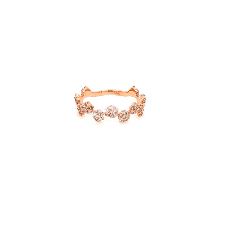 stackable flower band round brilliant cut diamonds 14k rose gold
