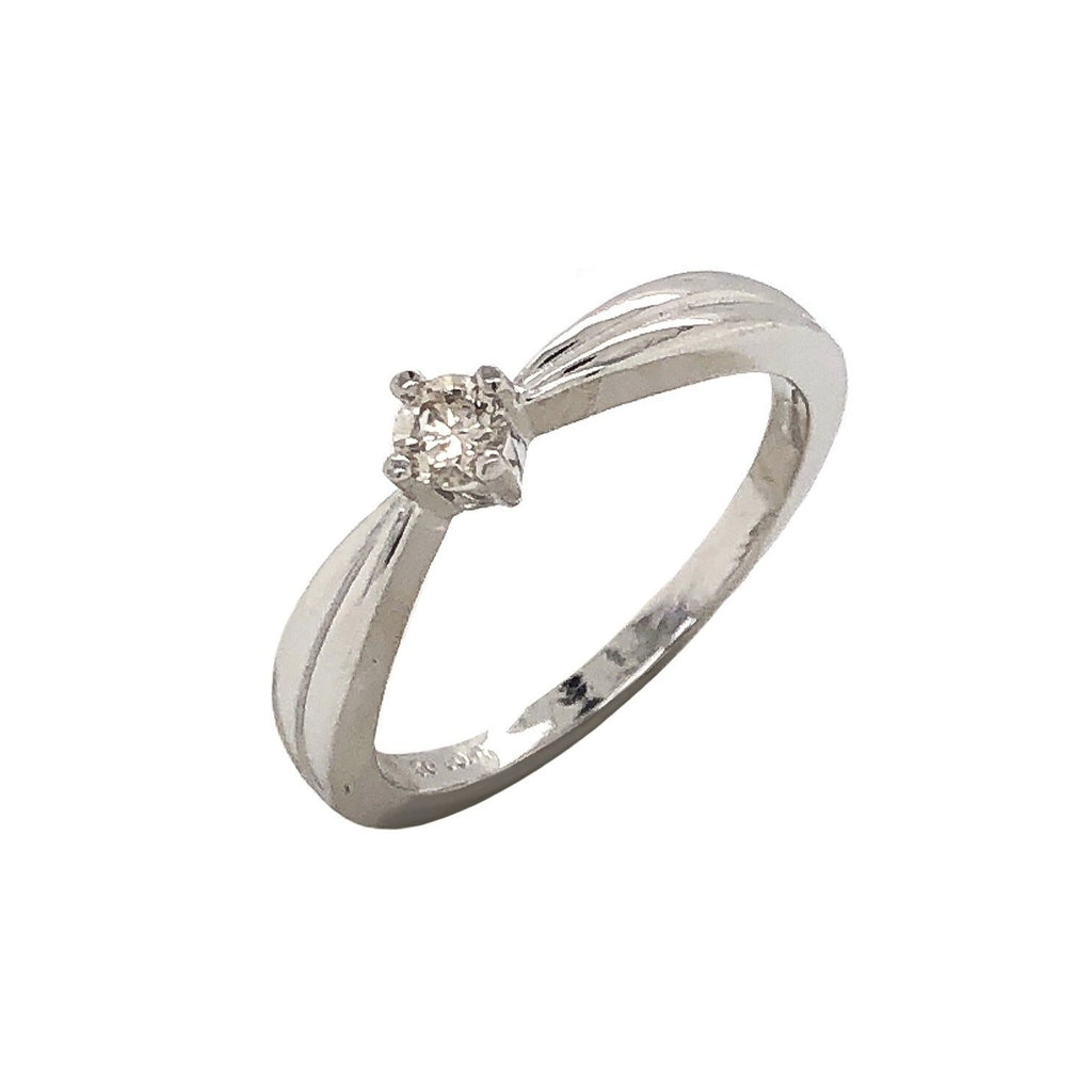 diamond promise ring reverse tapered fluted shank in platinum 0.12 cts brilliant cut
