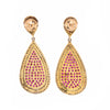 double teardrop ruby earrings with black diamond halo sterling silver and gold vermeil