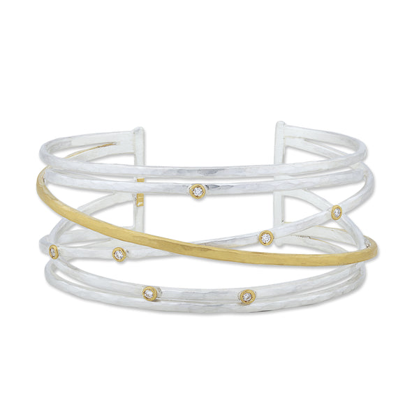 lika behar collection stockholm crosswire open cuff sterling silver 24k gold