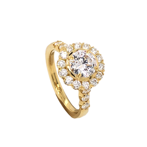 Christopher Designs Classic Round Halo Engagement Semi Mounting 18 Kt Yellow Gold 0.71 ctw | Blacy's Fine Jewelers Blacys Vault
