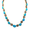 fine persian turquoise and polki diamond necklace set in oxidized sterling silver
