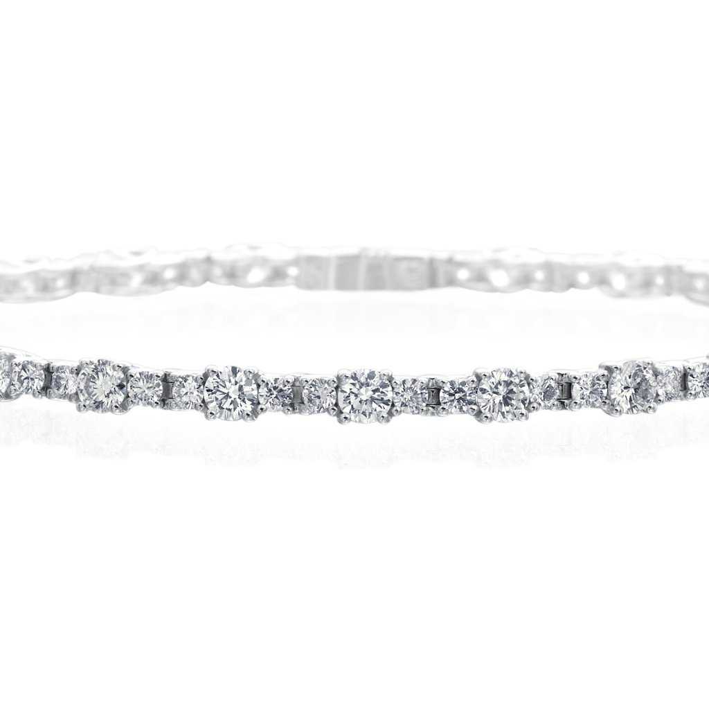 A. Link Diamond Lattice Tennis Bracelet 18K White Gold, 3 Stone Link Design | Blacy's Fine Jewelers