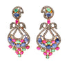 blue sapphire-ruby-emerald-diamond chandelier drop earrings handmade in sterling silver..