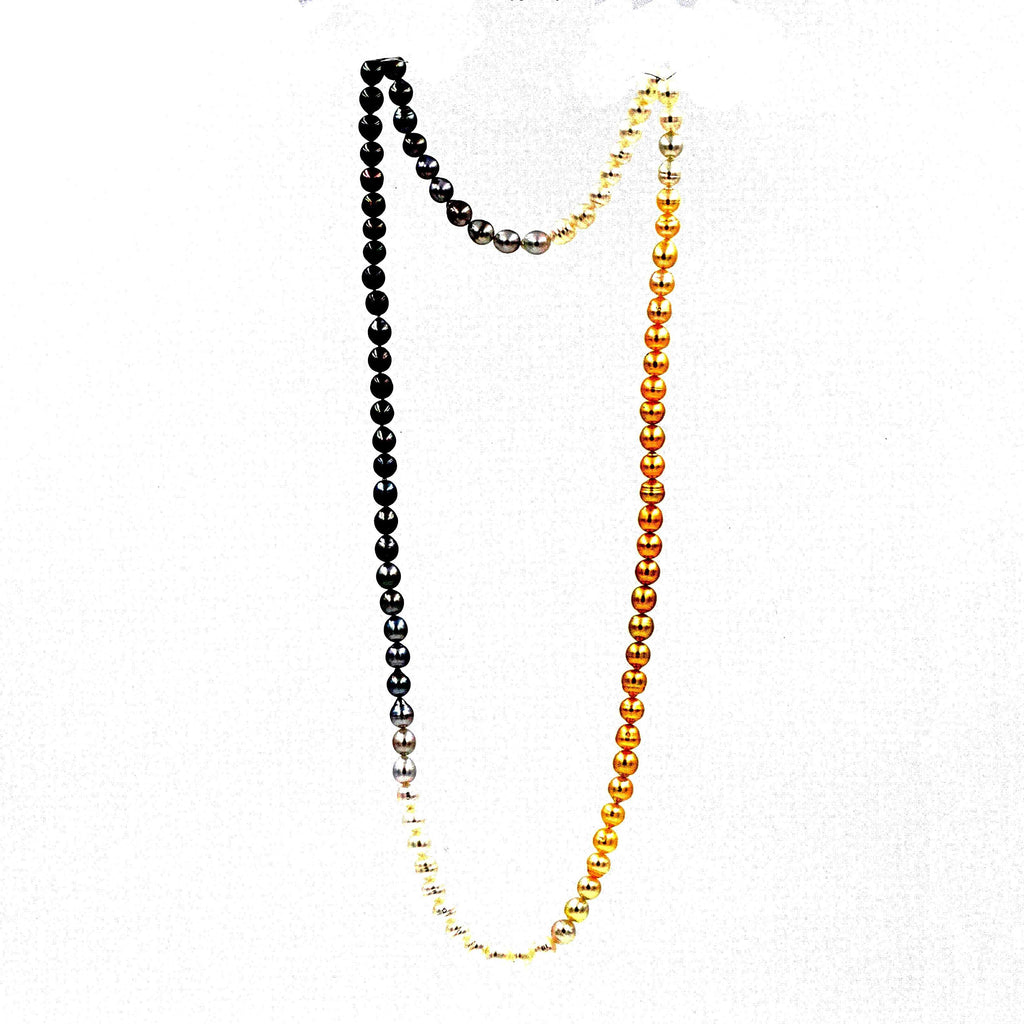 asba collection natural ombre white, gold, grey, and black south sea pearl strand 36"